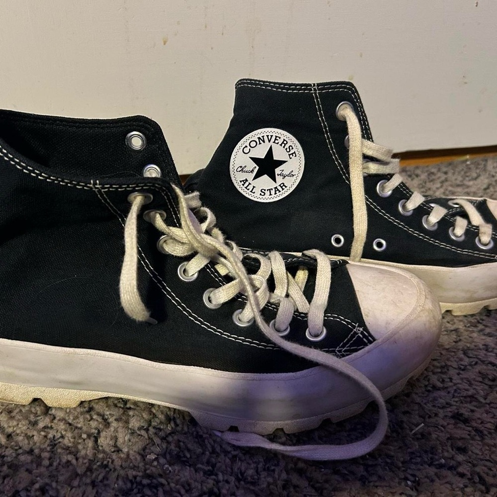 sold- Converse Black High-Top Sneakers with White Accents